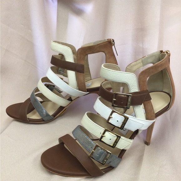 Jimmy Choo Women's Strappy Sandals - Brown, White, and Silver - Picture 6 of 11